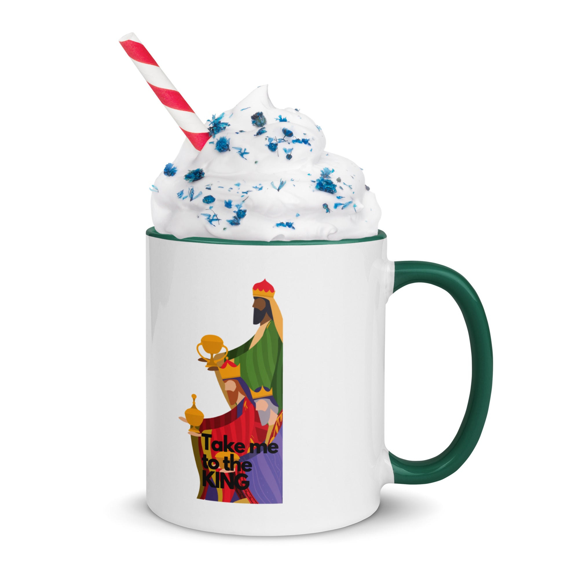 Take me to the King- Christmas Mug with Red or Green inner Coloured Coating