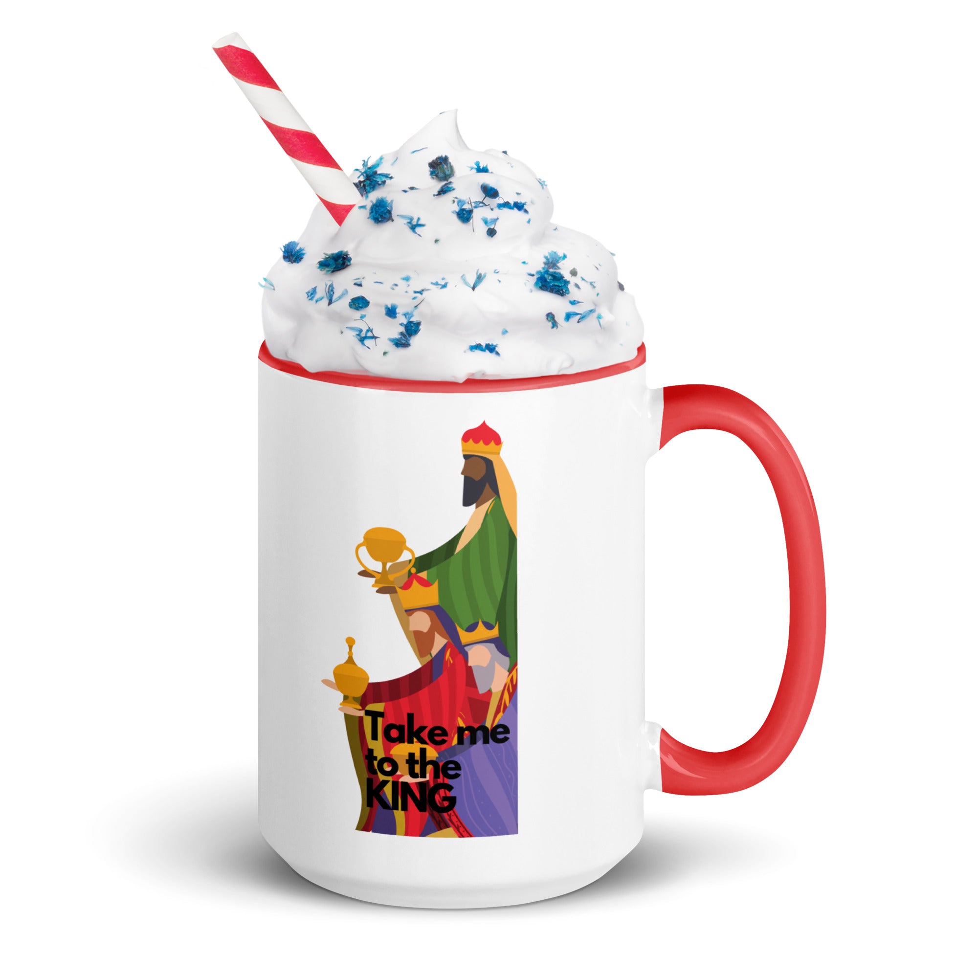 Take me to the King- Christmas Mug with Red or Green inner Coloured Coating