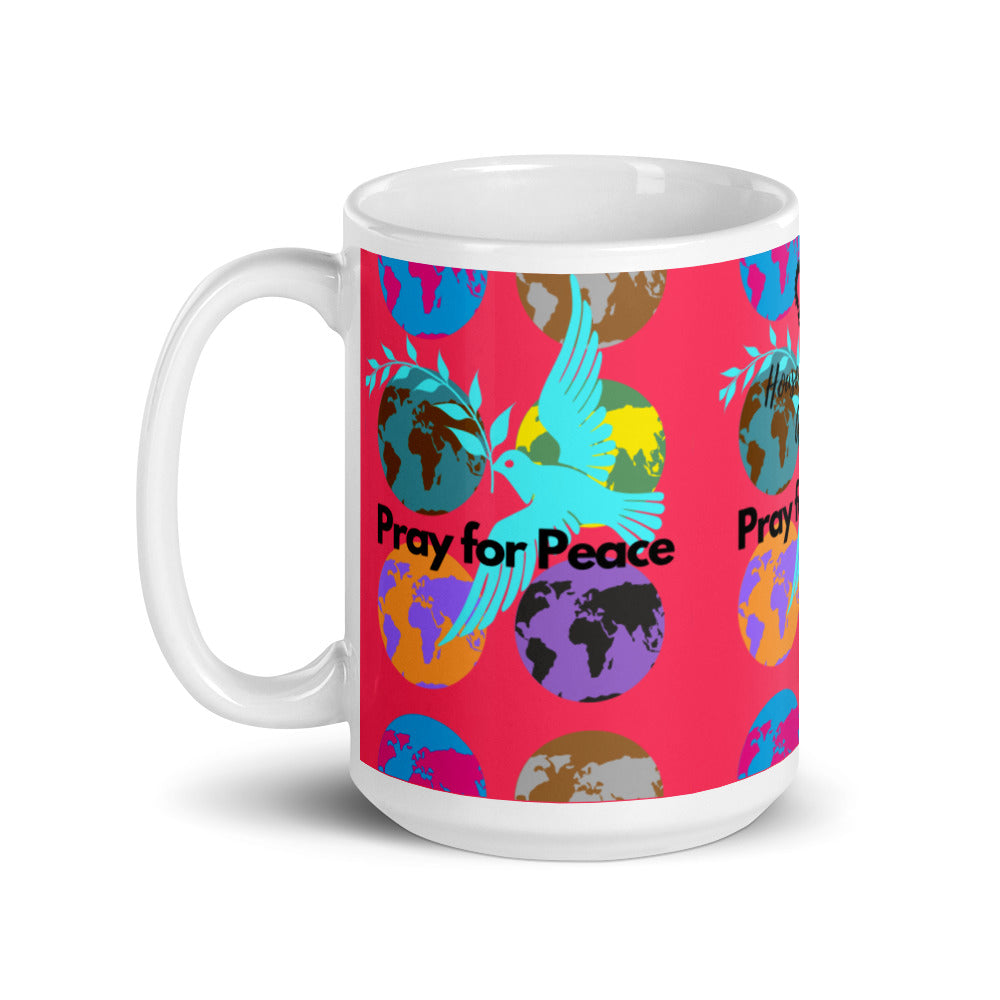 Pray for Peace- White glossy mug