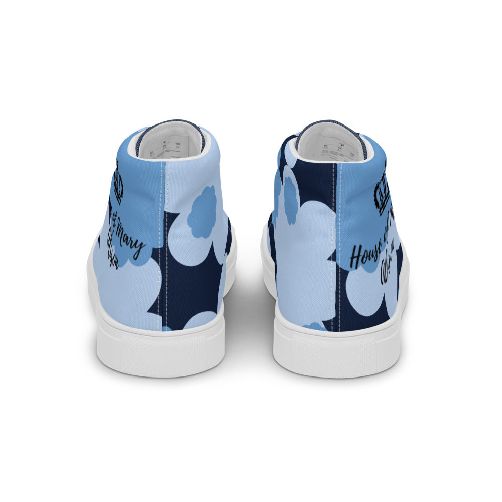 Shades of  Blue with Logo Women’s high top canvas shoes