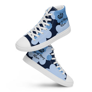 Shades of  Blue with Logo Women’s high top canvas shoes